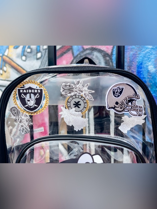 KAWAII RAIDERS Football Clear Rolling Backpack 17” - Black main image 7
